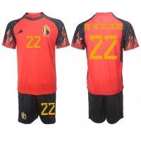 Camisa de Futebol Bélgica Charles De Ketelaere #22 Equipamento Principal Infantil Mundo 2022 Manga Curta (+ Calças curtas)